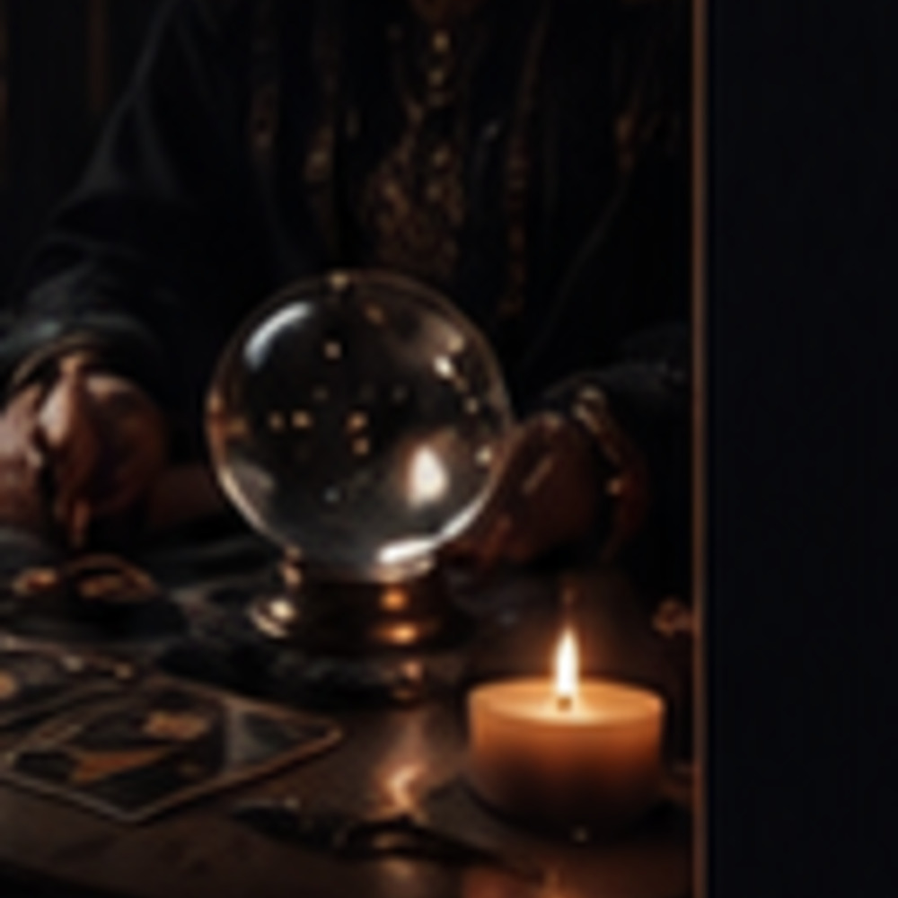 Encens léger, cartes et cristal fumé